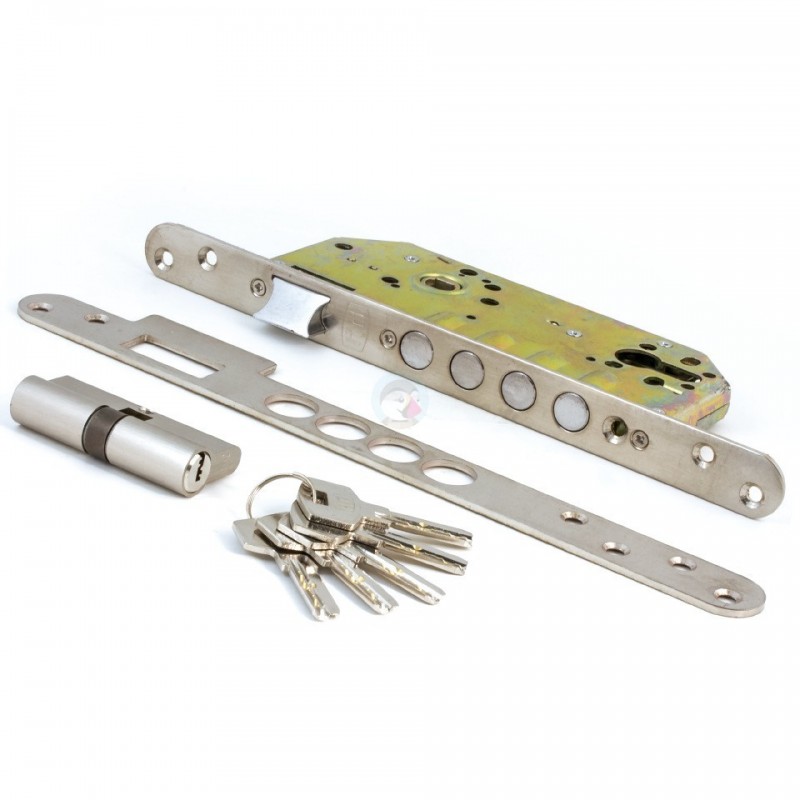CERRADURA SEGURIDAD 85mm NIQUEL SIN BOMBILLO